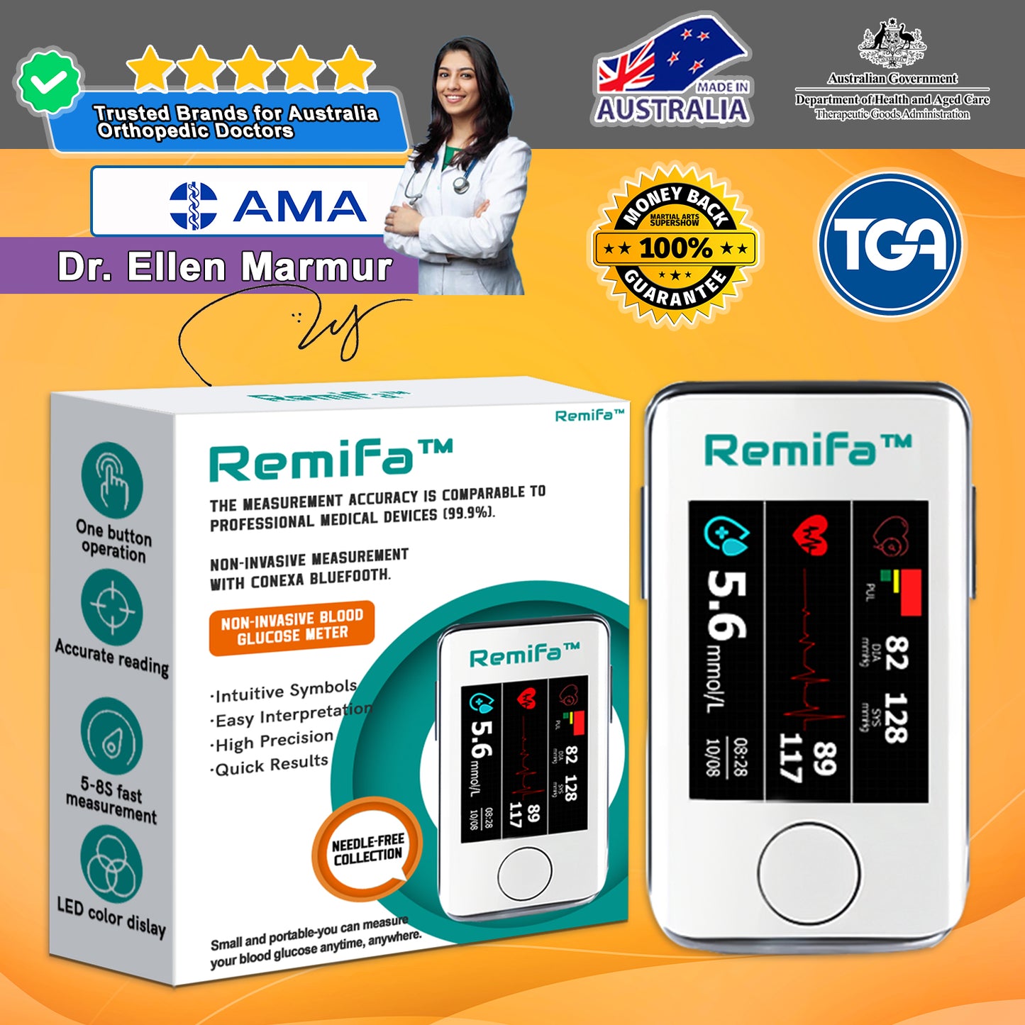 Official Store✅AMA-Approved Remifa™ Non-Invasive Glucose Monitor🔬99.9% Accuracy